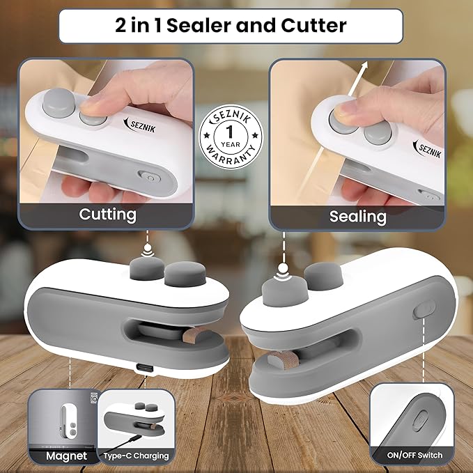 π§² Mini Portable 2-in-1 Bag Sealer & Cutter π
